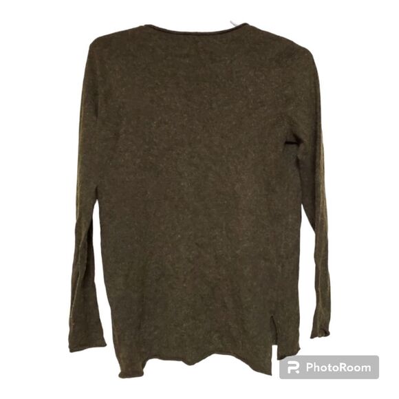 J.Crew Factory Wool Blend V-Neck Sweater XS Heather Olive - Picture 2 of 9